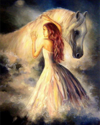 Malowanie po numerach Dziewczyna z koniem M991454