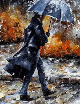 Malowanie po numerach Człowiek pod parasolem M301