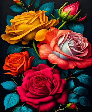 Malowanie po numerach Róże M41389