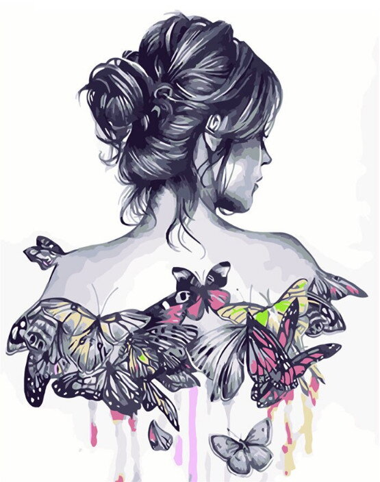 Malowanie po numerach Kobieta z motylami M957YH