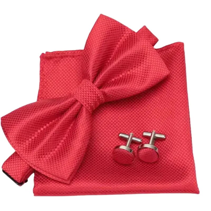 Zestaw muszka, chusteczka i spinki do mankietów 7209