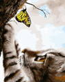 Malowanie po numerach Kotek z motylem M992684